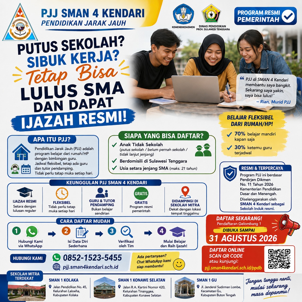 Masih Ada Jalan untuk Kembali Sekolah: PJJ SMAN 4 Kendari Buka Kesempatan Kedua Meraih Ijazah SMA
